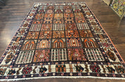 Persian Bakhtiari Tribal Rug 7x10, Panel Design, Semi Antique