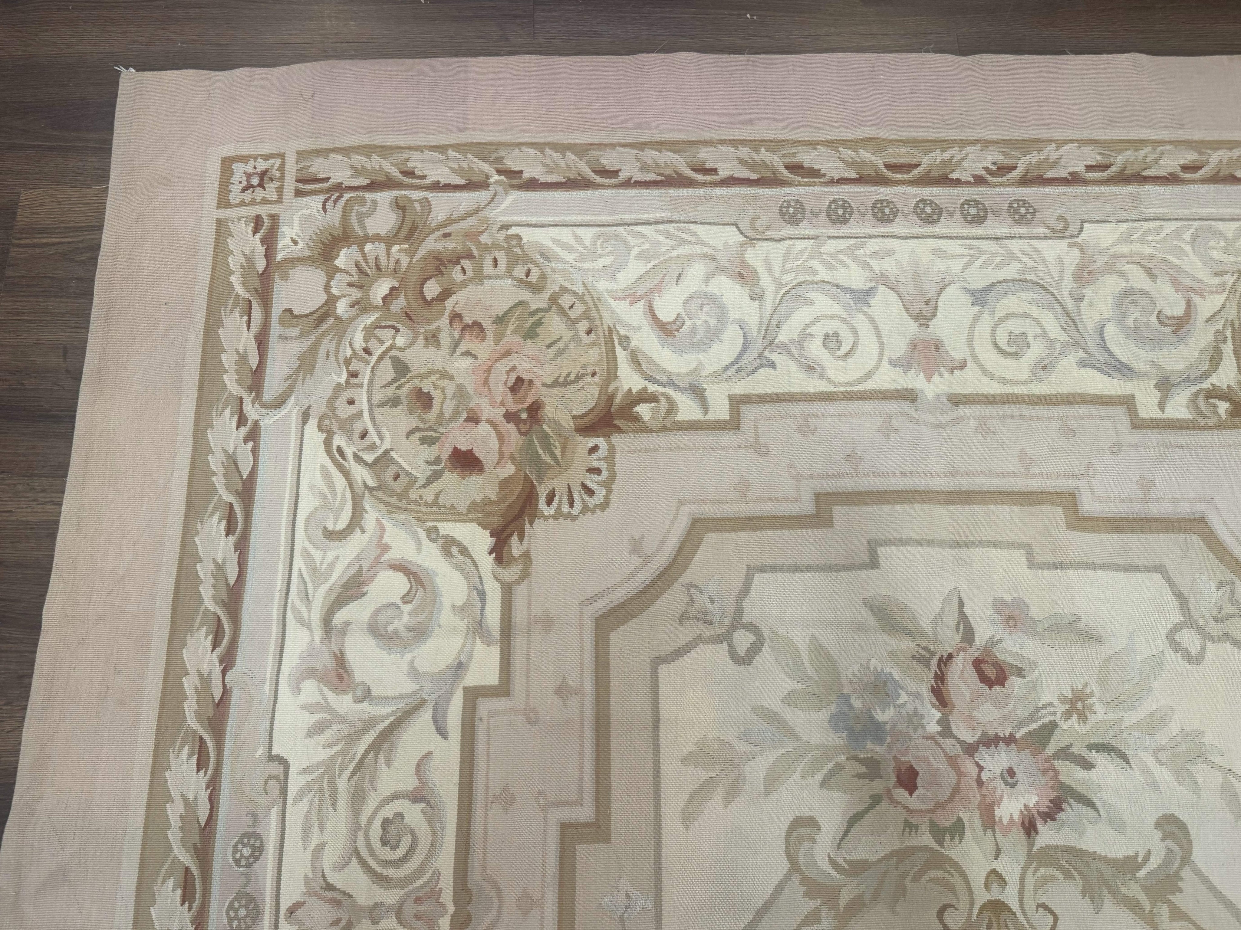Aubusson Rug 6x9, Elegant, Flatweave, French European Design