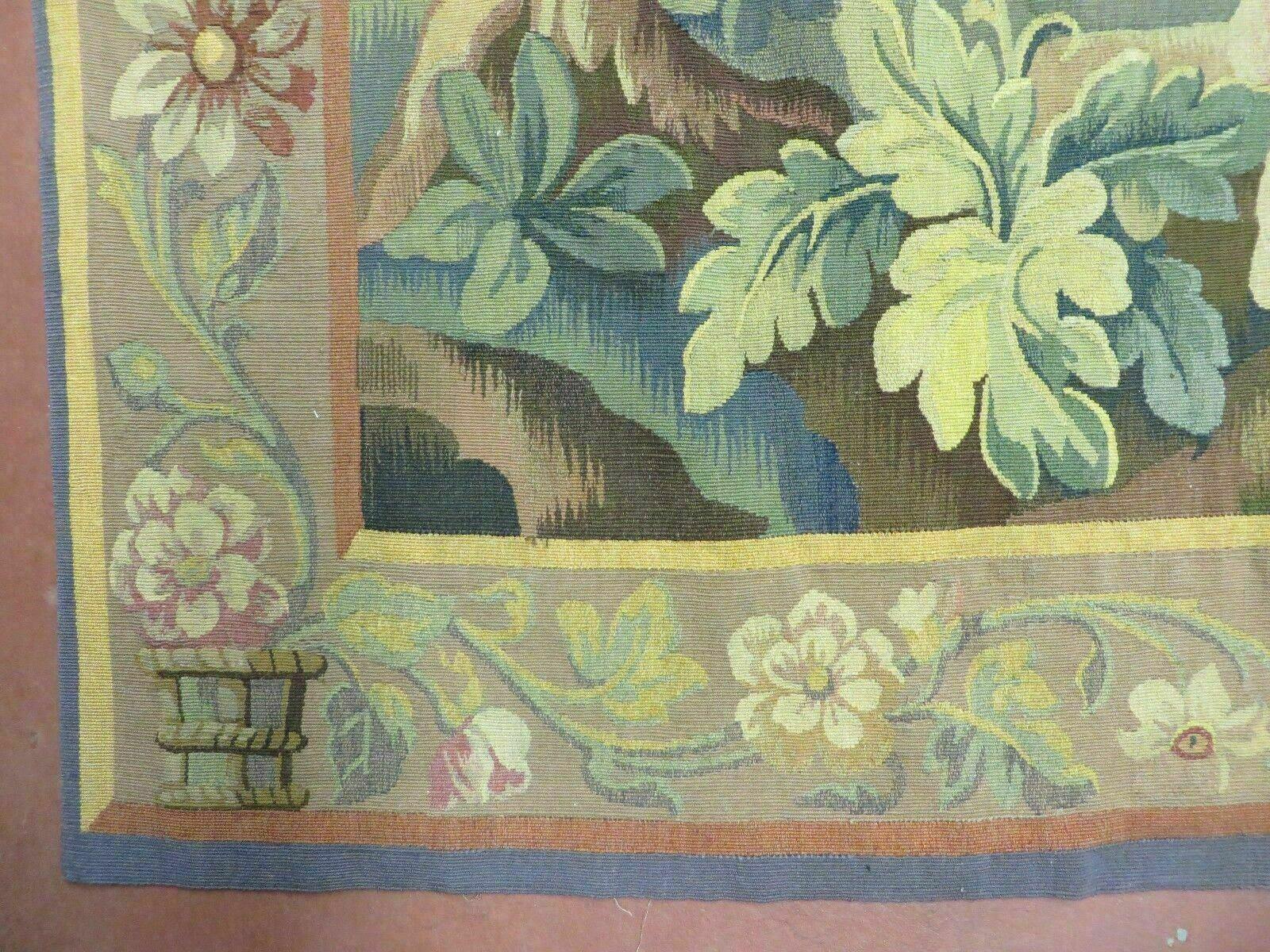 Antique French Tapestry 5x6 French Handmade Aubusson Nature One Of A Kind Rare