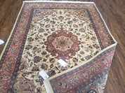 4x6 Handmade Top Quality Pakistani Floral Wool Rug Veg Dyes Carpet Beige Salmon