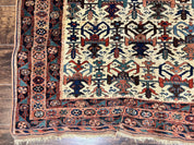 Persian Afshar Rug 5x6, Allover Repeated Motif, Wool Tribal Carpet, Handmade Semi Antique Rug