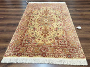 Sino Persian Rug 4x6, Wool and Silk Highlights, Fine 200 KPSI