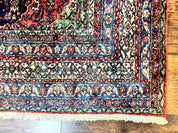 Antique Persian Hamadan Tribal Rug 8x10, Red and Ivory, Medallion Rug, Wool Handmade Carpet