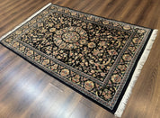 Sino Persian Rug 4x6, Very Fine 260 KPSI, Floral Medallion, Hand Knotted Wool Carpet