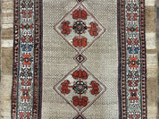 Rare Persian Sarab Tribal Runner Rug 4 x 10, Antique, Geometric Medallions, Camel Hair Runner