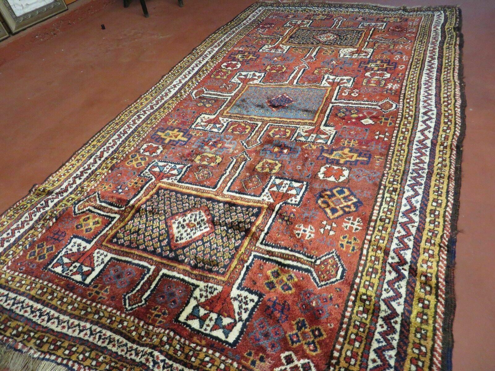 Antique Moroccan Runner Rug 4x9, Wide Runner, Hand Knotted Tribal Oriental Carpet, Hallway Rug, Geometric Medallions, Red, Bohemian Rug Nice