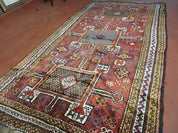 Antique Moroccan Runner Rug 4x9, Wide Runner, Hand Knotted Tribal Oriental Carpet, Hallway Rug, Geometric Medallions, Red, Bohemian Rug Nice