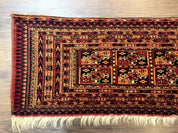 Antique Persian Turkoman Mafresh Rug 1x4, Wool, Tribal Collectible