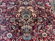 Antique Persian Mashad Rug 10x12, Red and Ivory, Signed by Master Weaver