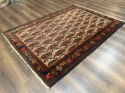 Antique Persian Kurdish Senneh Rug 4.6 x 6.5, Repeated Paisely Boteh Design, Handmade
