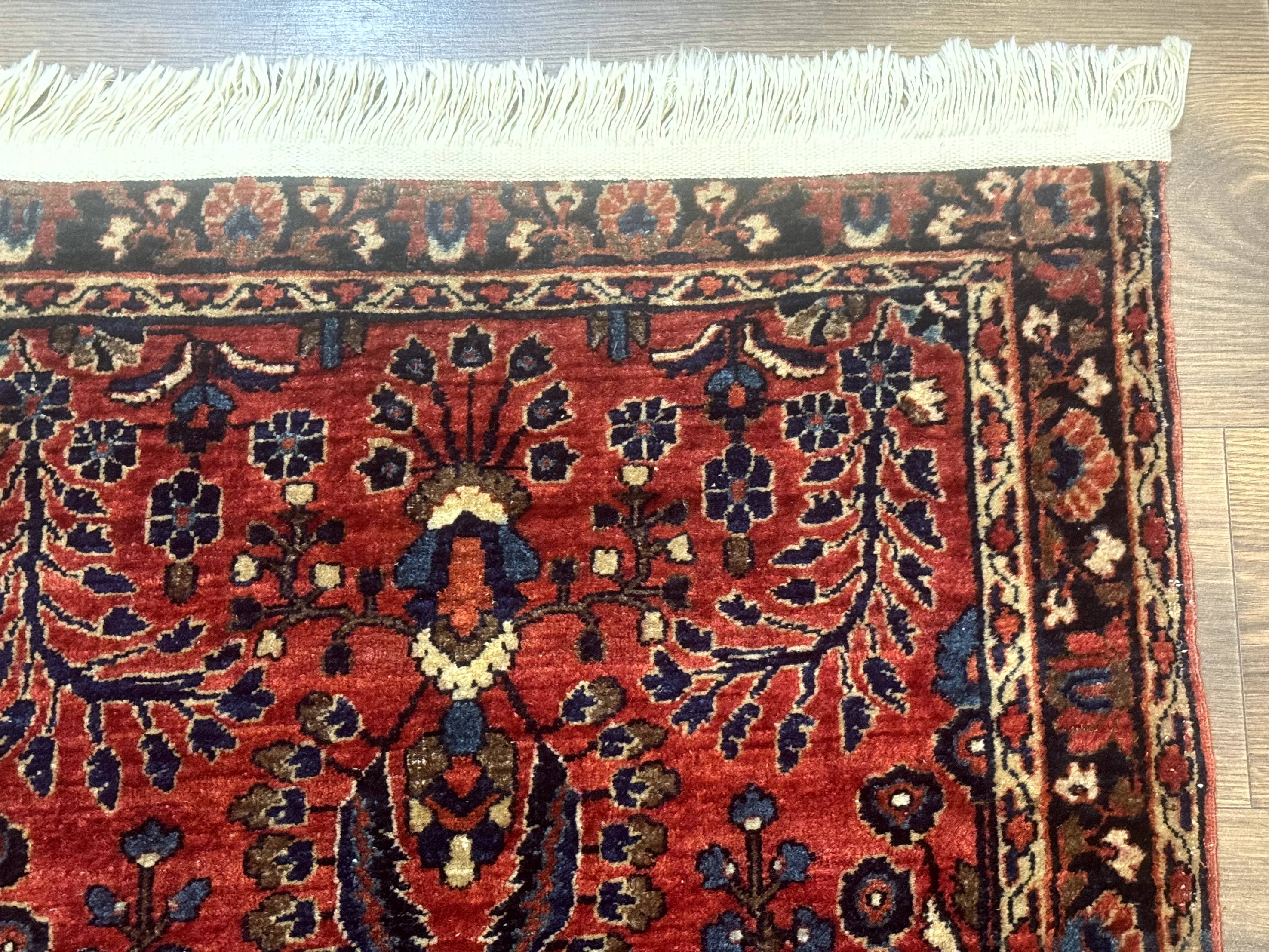 Small Red Persian Sarouk Rug 2.7 x 4.9, Floral, Antique