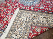 Persian Nain Rug 8x12, Red and Ivory, Signed