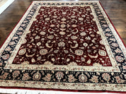 Maroon Persian Area Rug 8x10, Floral Allover, Pak Persian, Wool and Silk Highlights, Traditional Oriental Carpet