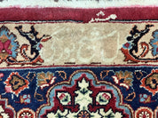 Signed Persian Mashad Rug 8x10, Wool Oriental Carpet, Semi Antique Rug, Hand Knotted, Traditional, Red, Floral Allover,