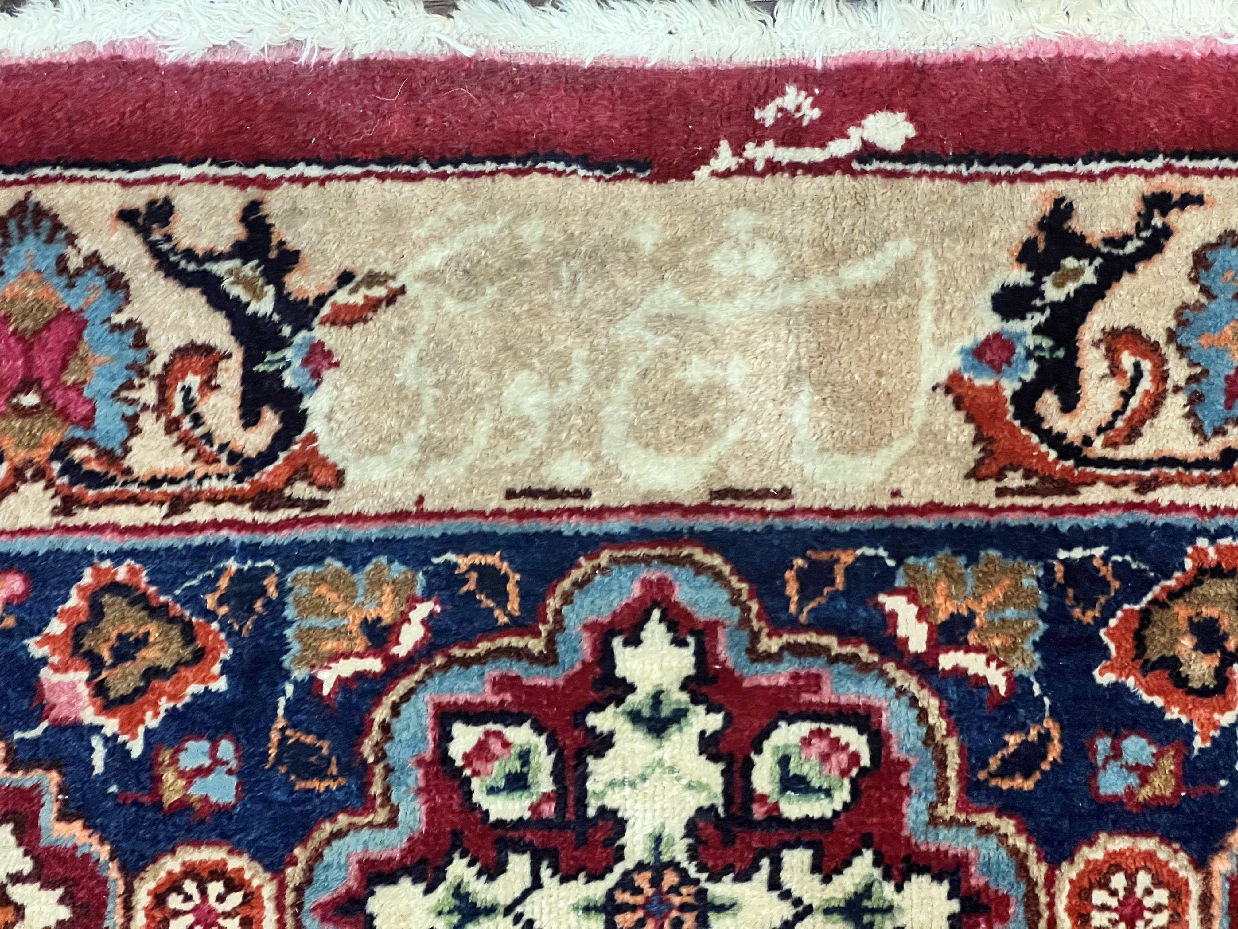Signed Persian Mashad Rug 8x10, Wool Oriental Carpet, Semi Antique Rug, Hand Knotted, Traditional, Red, Floral Allover,