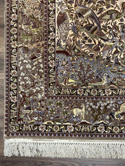 Persian Isfahan Rug 5x8 - Tree of Life, Animal Pictorials, Kork Wool & Silk