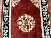 Chinese Wool Rug 4x6, Maroon and Black, Butterflies, Chinese Oriental Carpet, 90 Line Rug