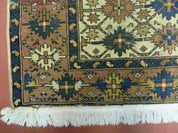 4' X 5' Antique Handmade Caucasian Kazak Shirvan Wool Rug Snow Flakes