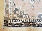 Antique Moroccan Rug 5x7 Tribal Carpet, Hand-Knotted Soft Wool Pile, 5 x 7 Area Rug, Berber Rug, Geometric Open Field Medallion, Pink Ivory