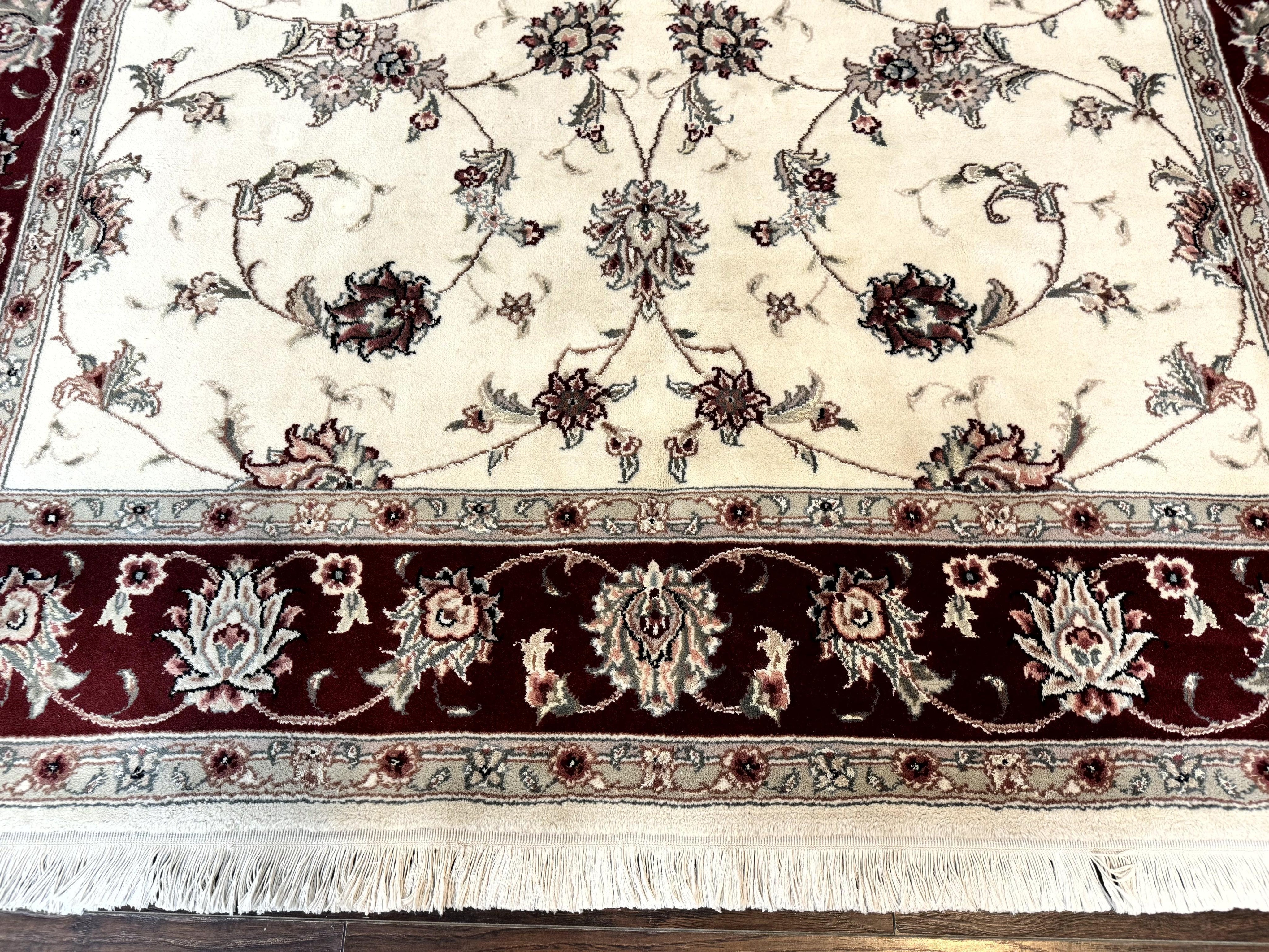 Ivory and Burgundy Pak Persian Rug 6x9