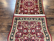 Indo Persian Runner Rug 2.6 x 10, Floral Hand Knotted Wool Hallway Rug, Red