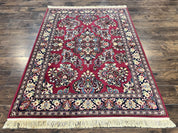 Karastan Rug 4.6 x 6 Lanamar Sarouk #5528, Red Wool Karastan Oriental Carpet, Discontinued, Antique, Wool Pile