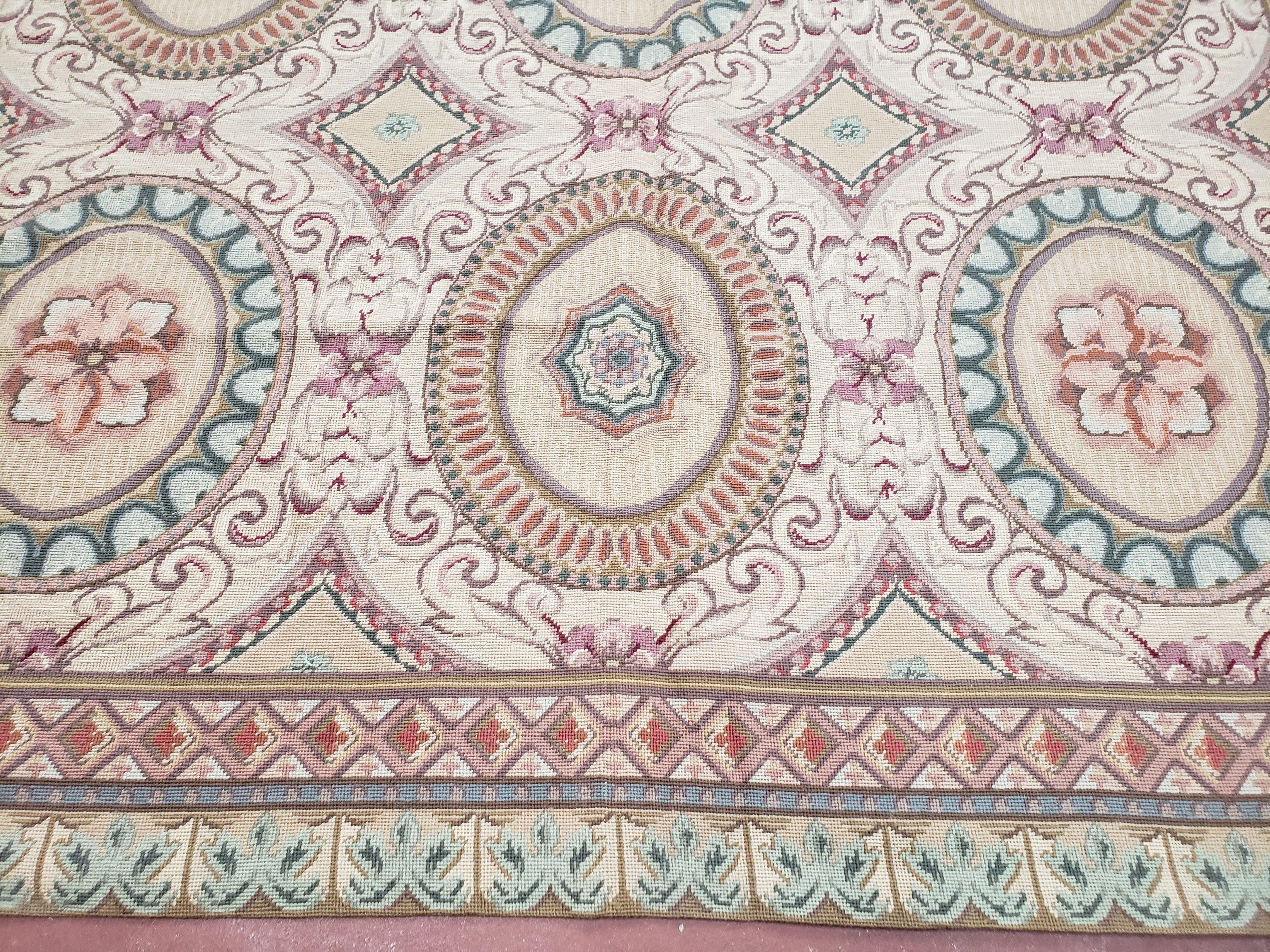 New Needlepoint Rug, 6x9 Needlepoint Carpet, Flatweave Rug, Vicotorian French European English Decor, Elegant Rug for Living Room, Handmade