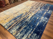 Modern Abstract Blue Area Rug 8x11 ft