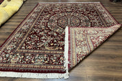 Burgundy Persian Rug 8x10, Pak Persian Floral Carpet, Very Fine 300 KPSI