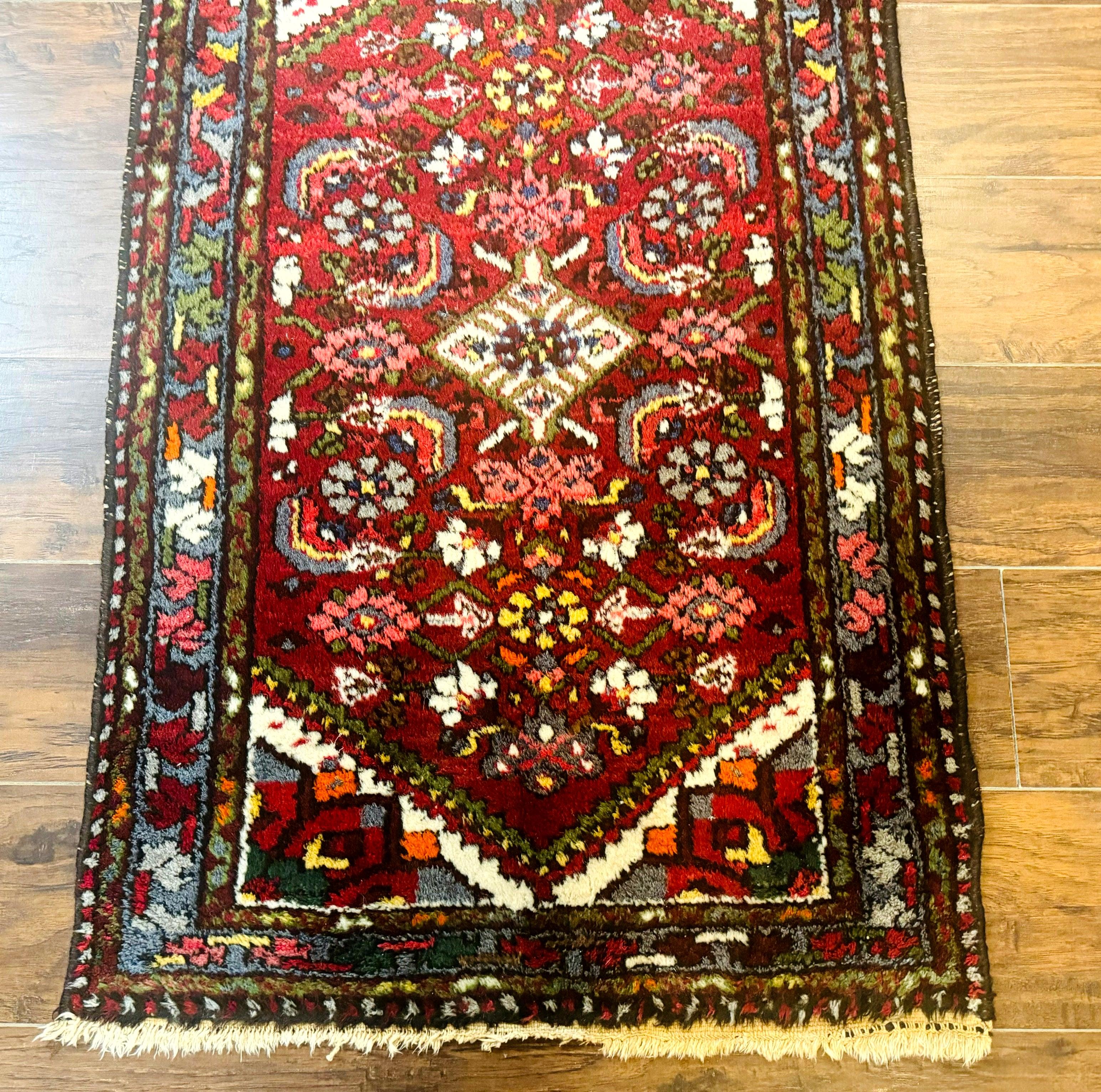 Small Red Persian Tribal Rug 2.6 x 4, Wool Rug, Persian Hamadan Rug