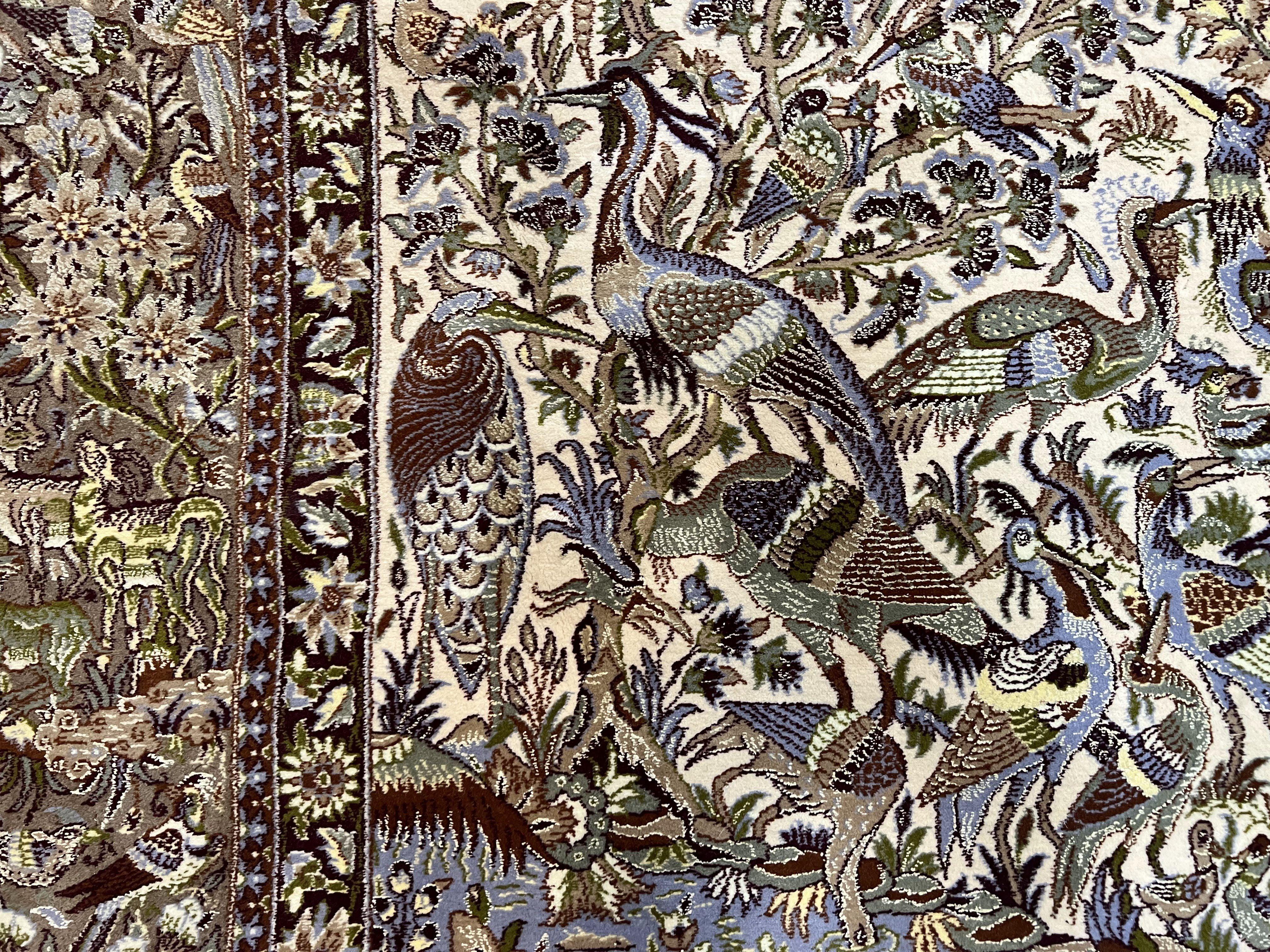 Persian Isfahan Rug 5x8 - Tree of Life, Animal Pictorials, Kork Wool & Silk