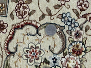 Sino Persian Rug 8x10, Wool and Silk Highlights, 290 KPSI, Floral Medallion