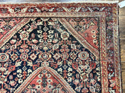 Antique Persian Mahal Rug 4x7, Wool Hand Knotted Tribal Geometric Carpet