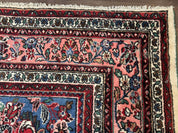 Palace Size Persian Rug 10 x 21 ft, Antique Hamadan Bibikabad Carpet, Handmade Antique Wool Oversized Rug, Ivory, Semi Open Field