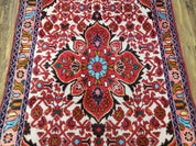 3' 2' X 5' 1" Handmade Floral Wool Rug Red Beige /Ivory