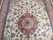 4x6 Handmade Top Quality Pakistani Floral Wool Rug Veg Dyes Carpet Beige Salmon