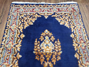 Semi Anique Dark Blue Persian Kerman Runner, 2'7" x 13'5"