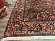 Large Persian Sarouk Rug 10x17, Palace Size Antique Persian Carpet, Red, Floral Allover, Traditional Persian Rug, Oversize Handmade Wool Rug