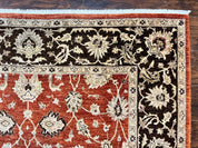 Pakistani Oriental Rug 6x9, Red, Floral Allover, Handmade Wool Rug, Peshawar Chobi Rug, Pak Persian Carpet 6 x 9