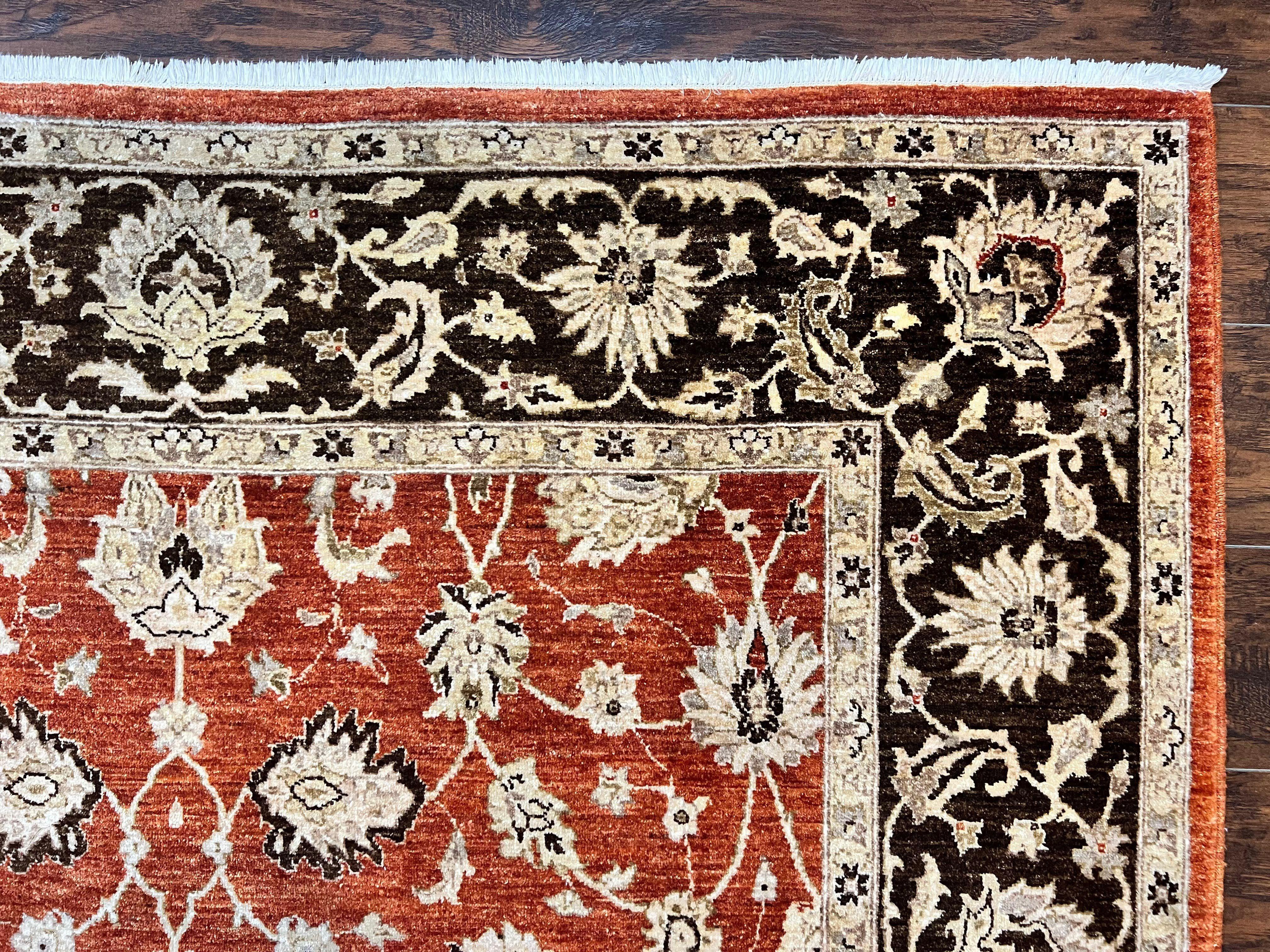 Pakistani Oriental Rug 6x9, Red, Floral Allover, Handmade Wool Rug, Peshawar Chobi Rug, Pak Persian Carpet 6 x 9