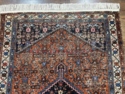 Red Persian Hamadan Rug 4x6, Wool Handmade Antique Carpet, Geometric Medallion Rug, Oriental Rug 4 x 6, Persian Tribal Rug, Hand Knotted Rug