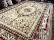 Palace Size Aubusson Rug 12x18, Extra Large, French European Carpet, Soft Wool Pile, Elegant