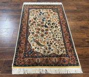Small Pak Persian Rug 3x5, Peacock Birds Floral
