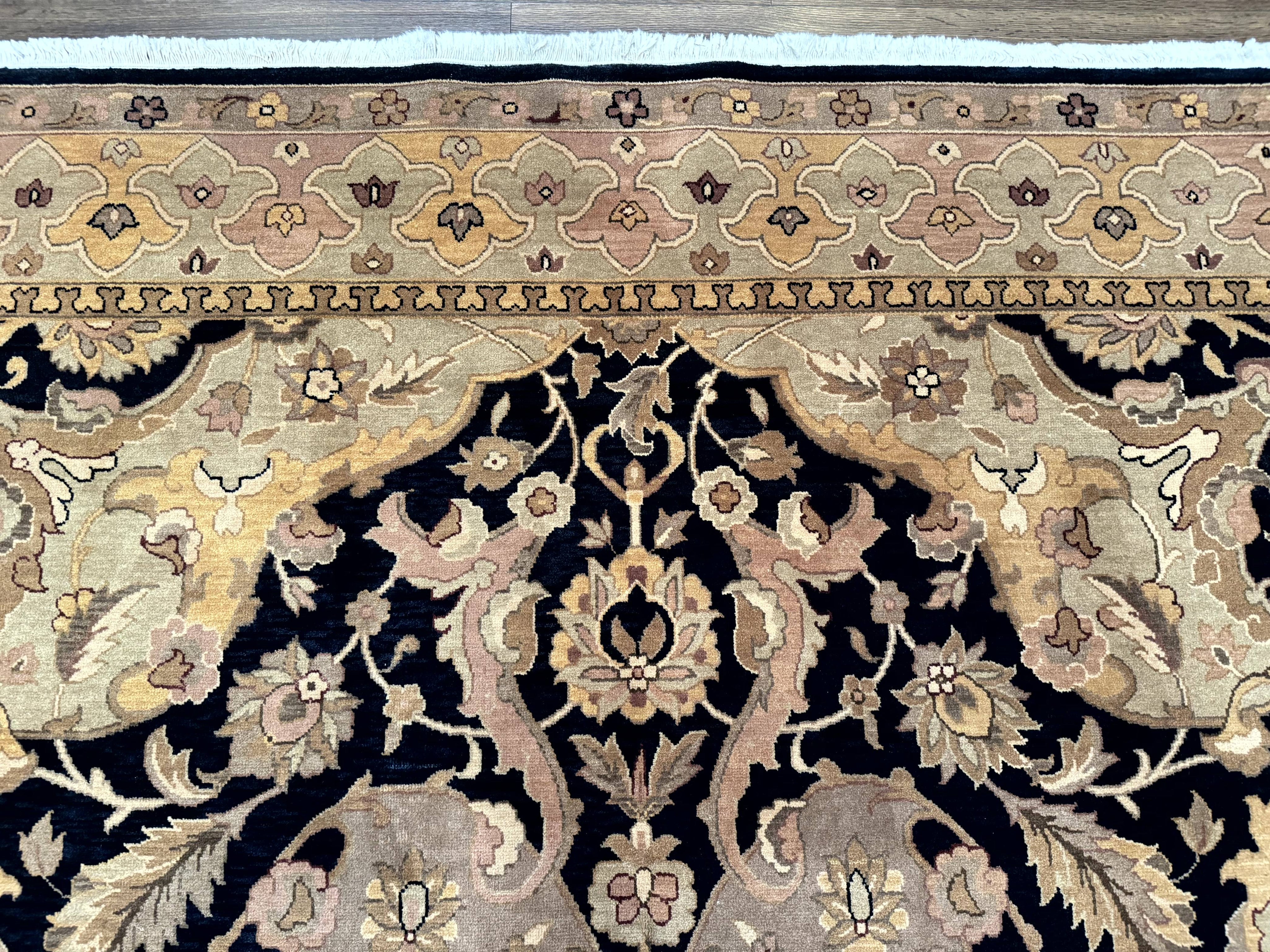 Handmade Wool Rug 8x10, Black & Dark Beige, Nourison, Traditional Rug