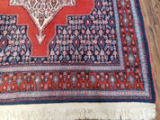 4x6 Western Kurdistan Kurdish Carpet Senneh Wool Area Rug Veg Dyes Red Blue Nice