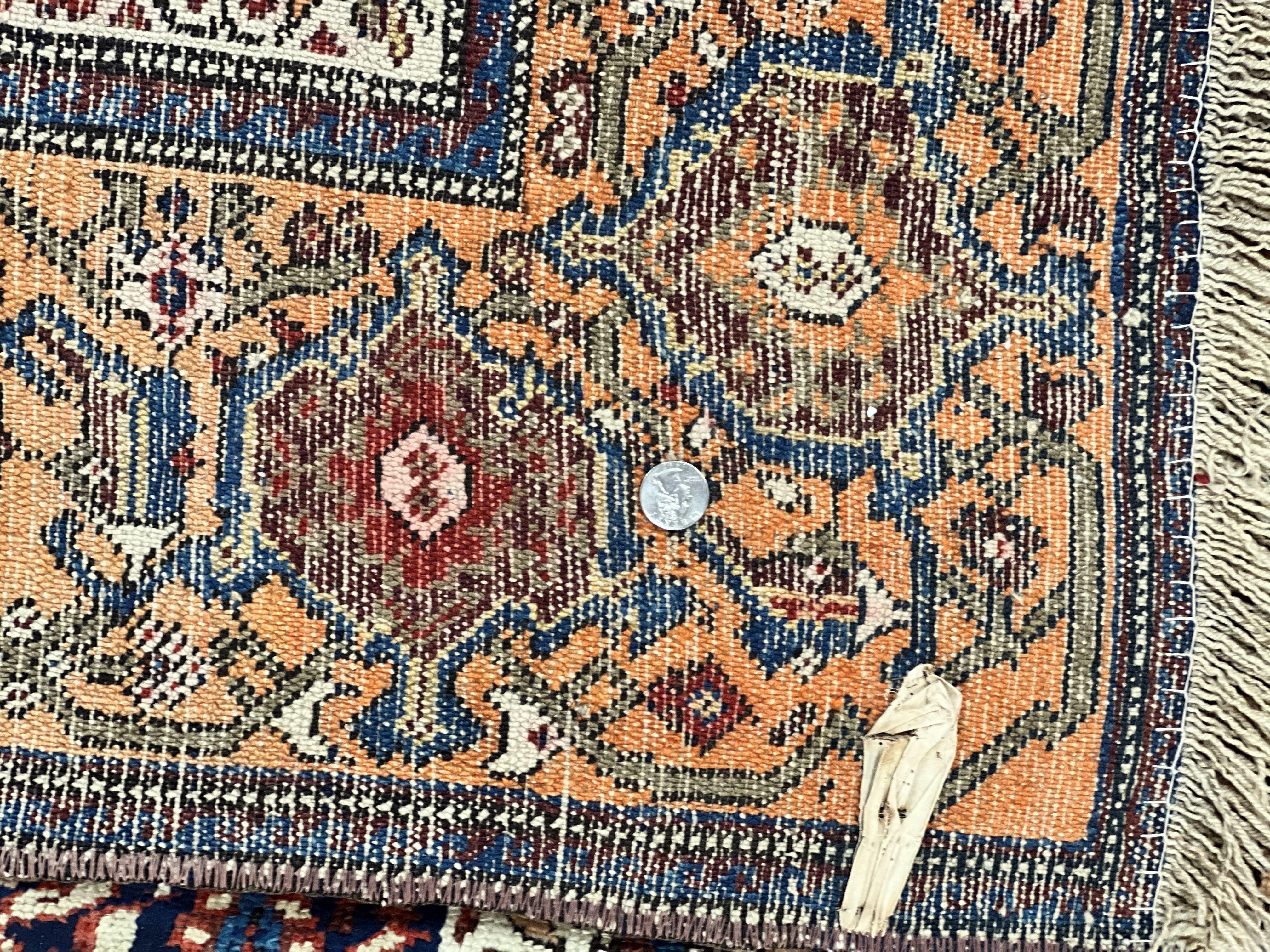 Persian Senneh Rug 4x8, Wool Hand Knotted Antique Kurdish Carpet, Navy Blue Oriental Area Rug, 4 x 8 Rug