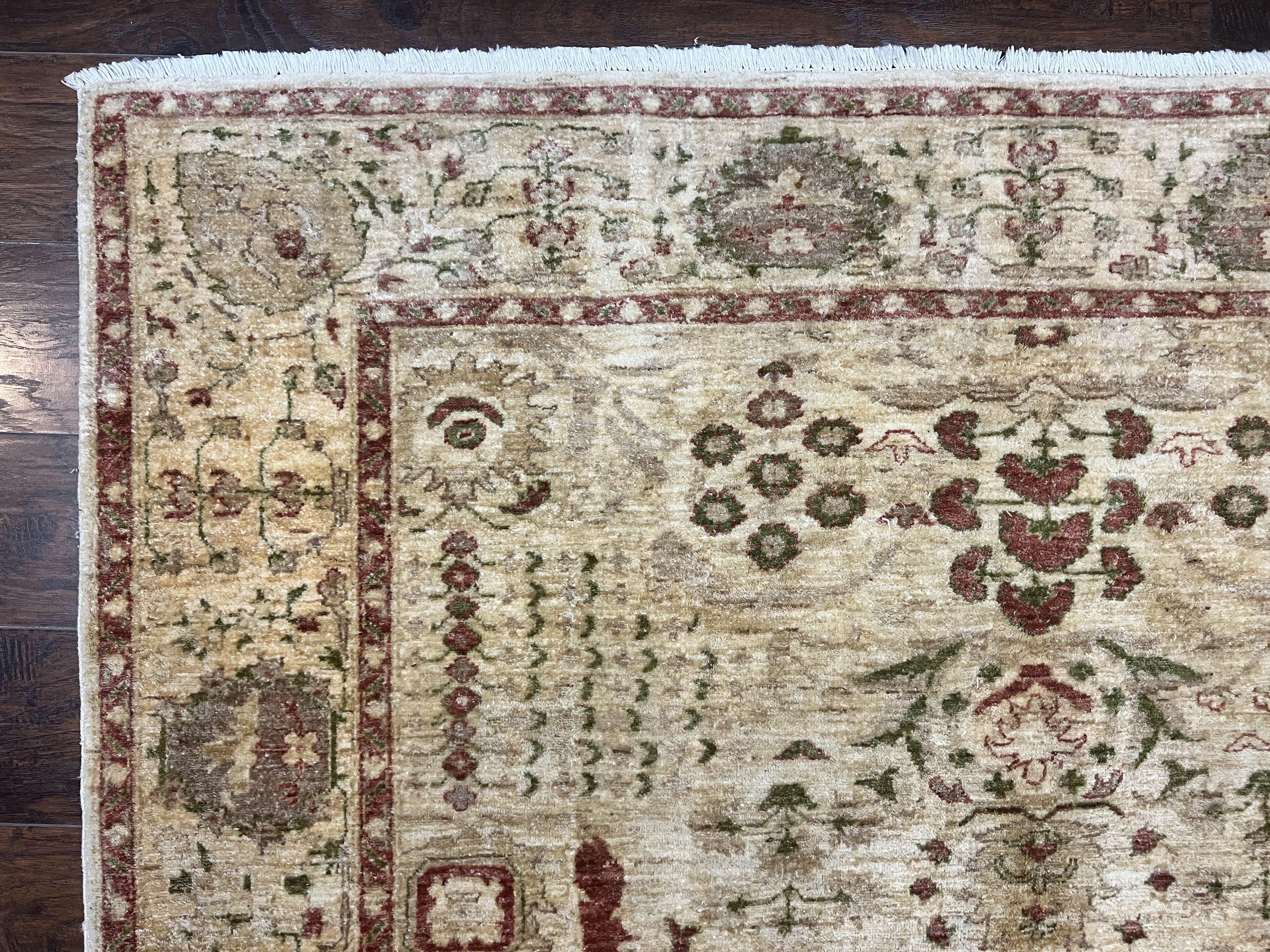 Pakistani Oushak Rug 6 x 9.6, Handmade Wool Peshawar Carpet, Farmhouse Rug