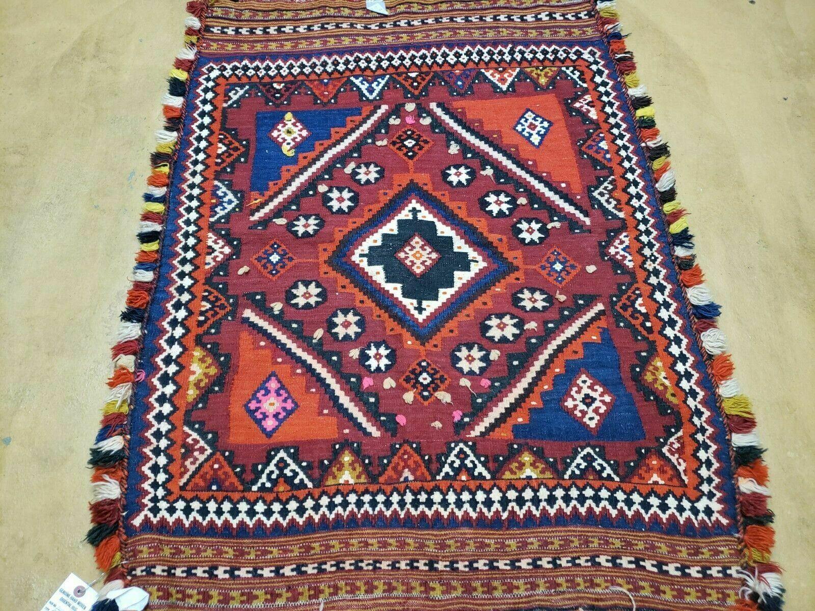 3' X 4' Antique Handmade Turkish Wool Kilim Rug Decorative Seat Cover