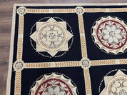 Large Needlepoint Rug 10x13, Panel Design, Black and Beige, Wool Needlepoint Carpet 10 x 13, English Garden, Handwoven Area Rug, Living Room