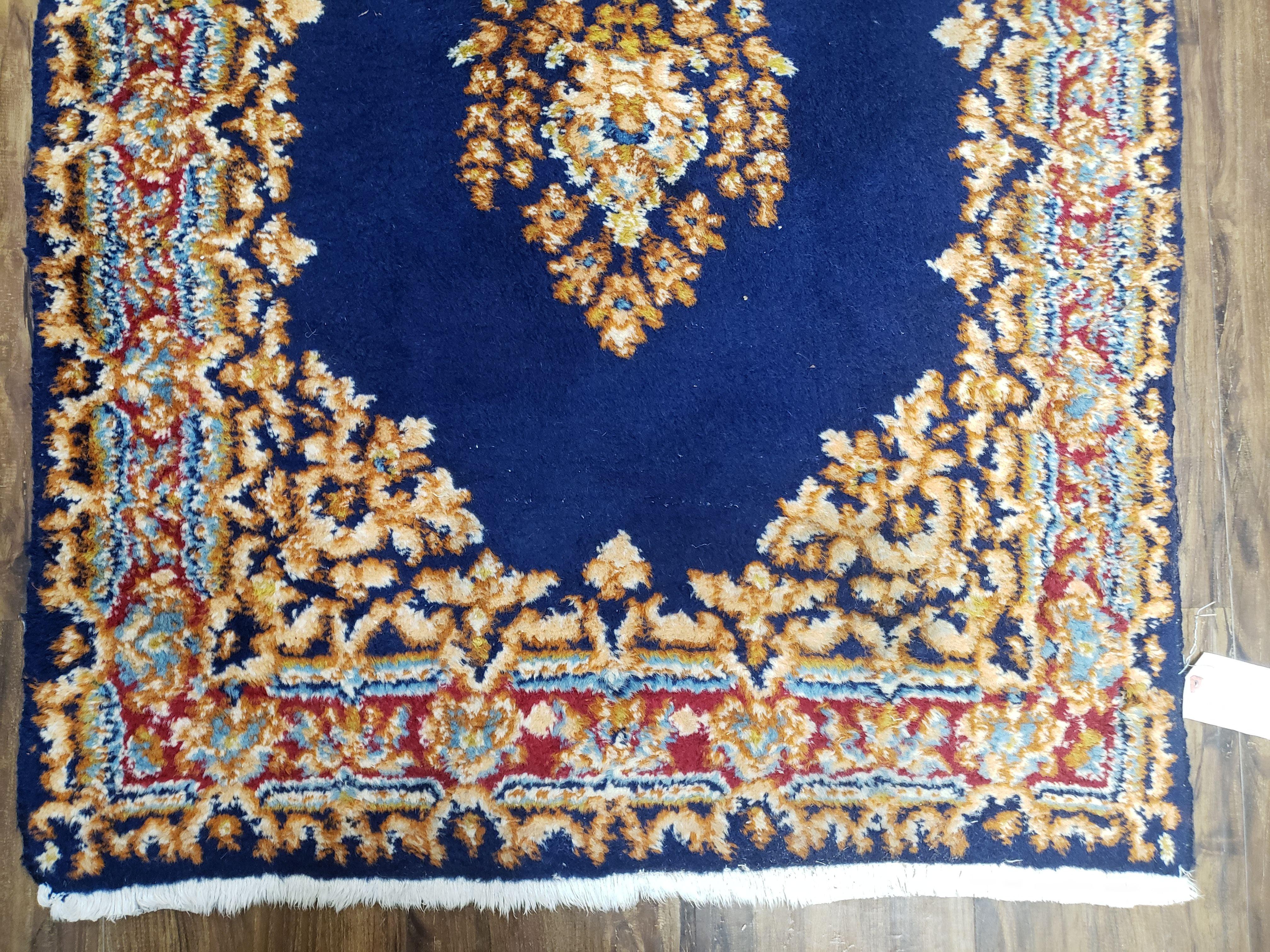 Semi Anique Dark Blue Persian Kerman Runner, 2'7" x 13'5"